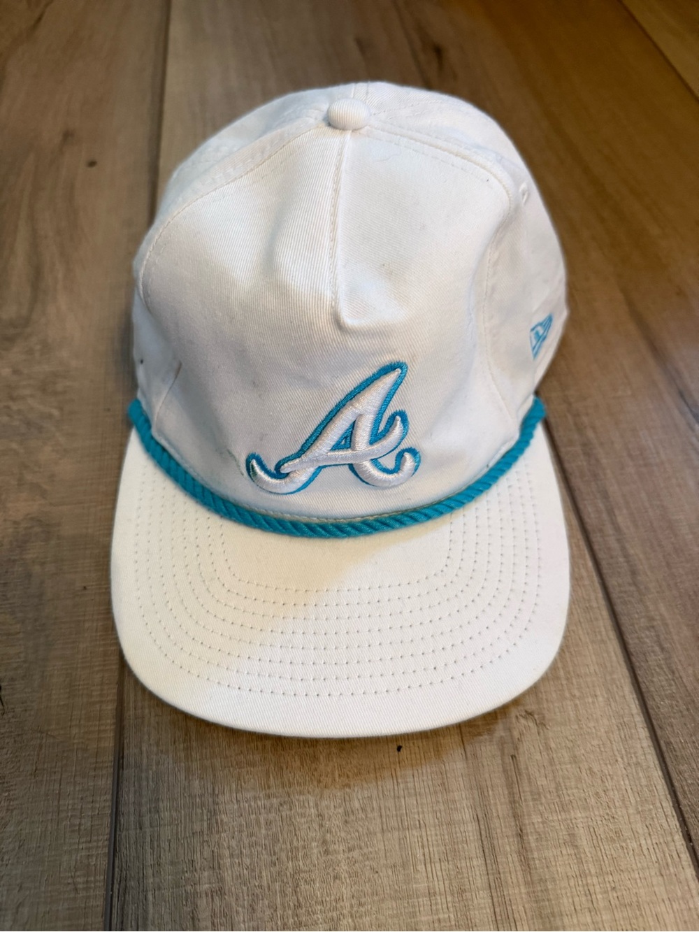 New Era Atlanta Braves White Teal Rope Snapback Hat